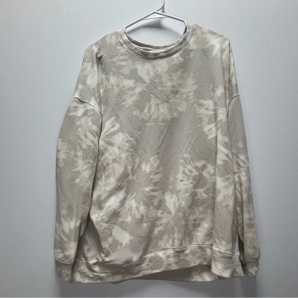 Athleta Balance Pullover Printed Sweatshirt Camo Lux Oatmeal Heather Size XL - Picture 2 of 3